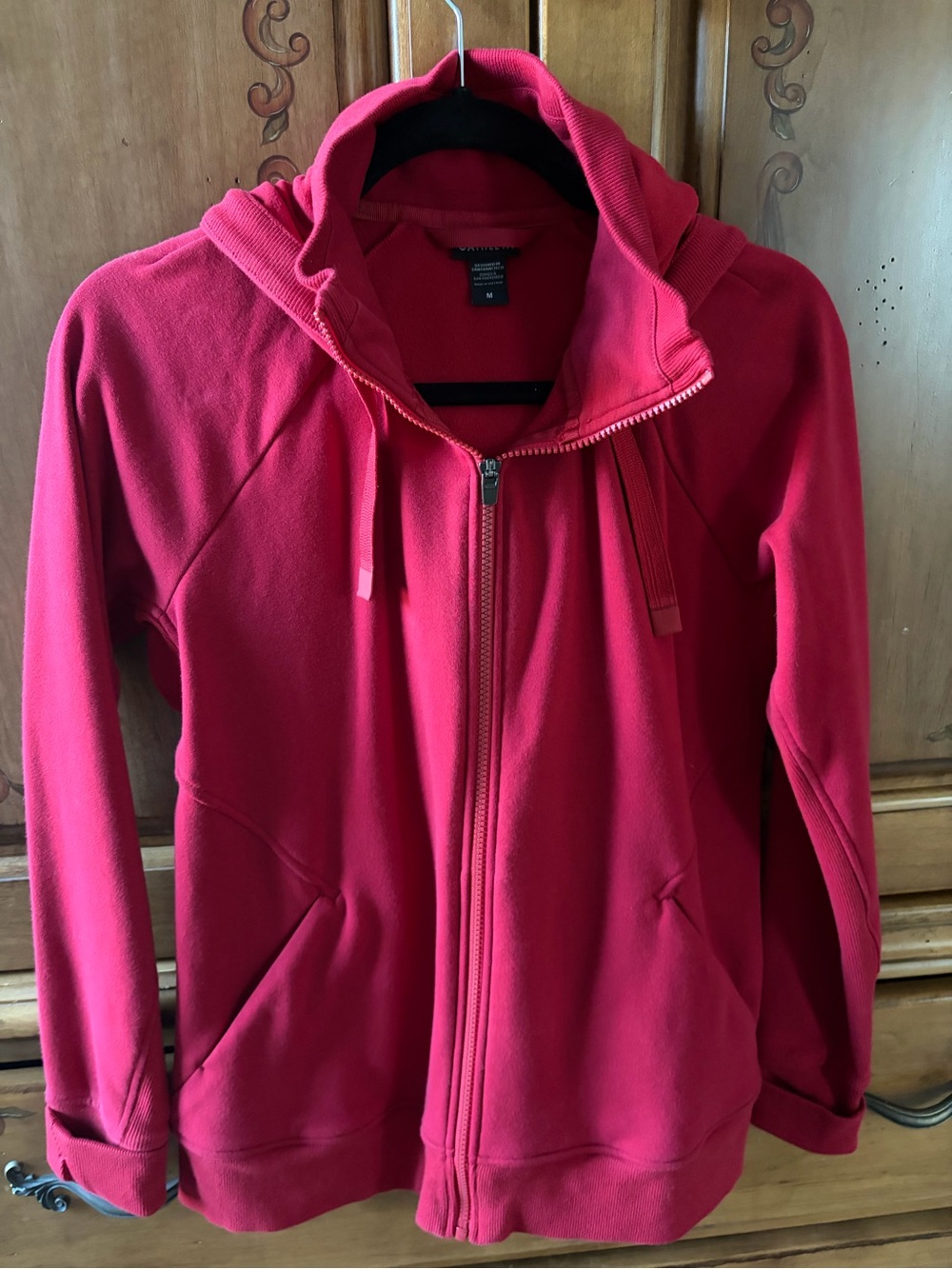 Athleta Red Full-Zip Hoodie Bomber Jacket